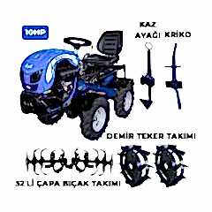 Bartech 4x4 Dizel Motorlu Marşlı Mini Traktör Çapa Makinesi 10 Hp